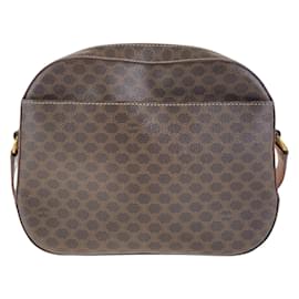 Céline-Celine Vintage Macadam Brown Crossbody Shoulder Bag-Brown