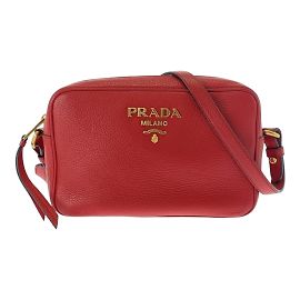 Prada Red Leather Shoulder Bag Red