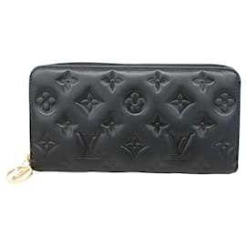 Louis Vuitton-Louis Vuitton Long Wallet Monogram Embossed Zippy M81510 Noir-Black