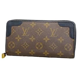Louis Vuitton-Louis Vuitton Long Wallet Monogram Zippy Retiro M61855-Brown,Black