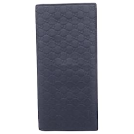 Gucci-Gucci Long Bill Wallet in Navy Leather-Navy blue