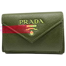 Prada-Prada Saffiano Leather Tri-Fold Wallet-Red