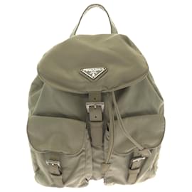 Prada-Prada Tessuto Triangle Logo Plate Rucksack-Grey