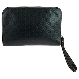 Gucci-Pochette en cuir noir Guccissima de Gucci-Noir