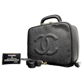 Chanel-Chanel Vintage Coco Mark Caviar Skin Vanity Bag-Black
