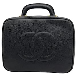 Chanel-Chanel Vintage Coco Mark Caviar Skin Vanity Bag-Black