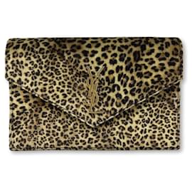Saint Laurent-Leopard print velvet YSL  Kate Toy bag-Brown,Black,Leopard print,Light brown,Dark brown,Gold hardware