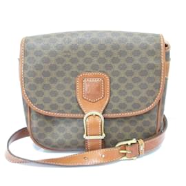 Céline-Celine Macadam x Leather Shoulder Bag-Brown