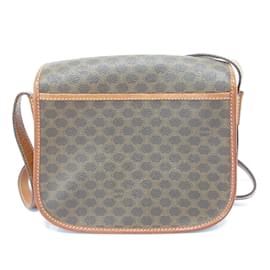 Céline-Celine Macadam x Leather Shoulder Bag-Brown