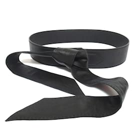 Hermès-Hermes Kara Black Leather Sash Belt-Black