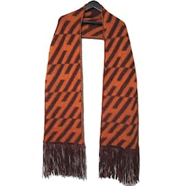 Hermès-Hermes Cashmere Stole in Brown and Orange-Brown,Orange