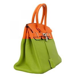 Hermès-Hermes Birkin 30 Handbag in Orange Togo Leather-Orange