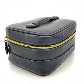 Chanel-Chanel Black Leather Vanity Bag-Black