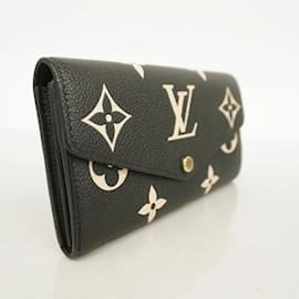 Louis Vuitton-Louis Vuitton Long Wallet Monogram Empreinte-Black,Beige