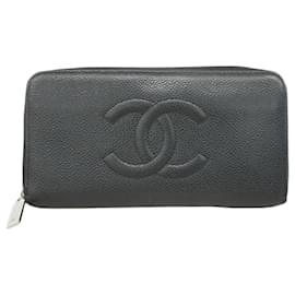 Chanel-Chanel Long Wallet in Black Grained Calfskin-Black
