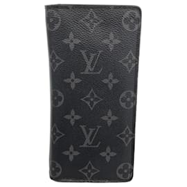 Louis Vuitton-Louis Vuitton Long Wallet Monogram Eclipse Portefeuille Brazza M61697-Black
