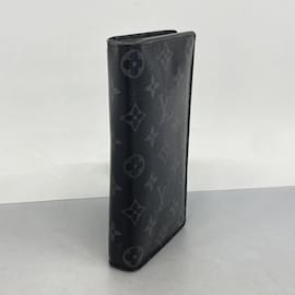 Louis Vuitton-Louis Vuitton Long Wallet Monogram Eclipse Portefeuille Brazza M61697-Black