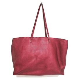 Fendi-Fendi Selleria Bordeaux Leather Tote Bag-Dark red