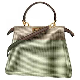 Fendi-Fendi Zucca Peekaboo Handbag-Brown