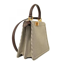 Fendi-Fendi Zucca Peekaboo Handbag-Brown
