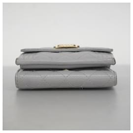 Chanel-Chanel Tri-fold Wallet in Gray Grained Calfskin-Brown