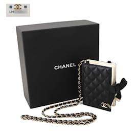 Chanel-Chanel Matelasse Chain Shoulder Business Card Holder-Black,White
