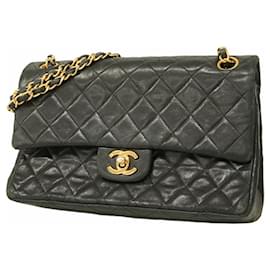 Chanel-Chanel Black Lambskin Shoulder Bag-Black