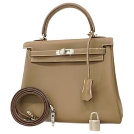 Hermès-Sac à main Hermes Kelly 25 en gris Etoupe-Taupe