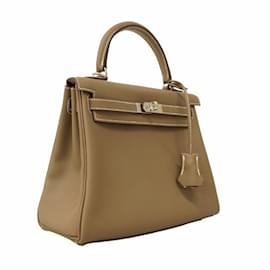 Hermès-Hermes Kelly 25 Handbag in Etoupe Gray-Taupe