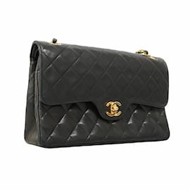 Chanel-Chanel Black Lambskin Shoulder Bag-Black