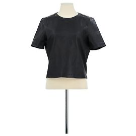 Zadig & Voltaire Black leather t-shirt Black