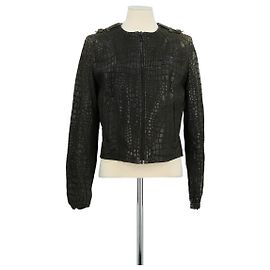 Hugo Boss Khakifarbene Lederjacke Khaki