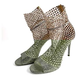 Rene Caovilla-Galaxia 10.5 Leather Sandals 39 Metallic-Metallic