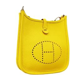 Hermès-Hermes Shoulder Bag Evelyn TPM in Lime-Golden