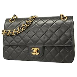 Chanel-Chanel Black Lambskin Shoulder Bag-Black