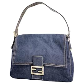 Fendi-Fendi Mamma Bucket Handbag in Navy Denim-Navy blue