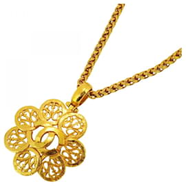 Chanel-Chanel Gold Plated Necklace with Coco Mark Flower Motif-Golden