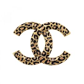 Chanel-Chanel Brooch Coco Mark Leopard Print-Brown,Black,Golden