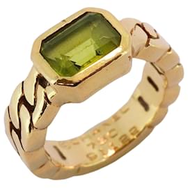 Chanel-Chanel 18K Yellow Gold Peridot Band Ring-Green
