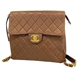 Chanel-Chanel Brown Lambskin Backpack-Brown