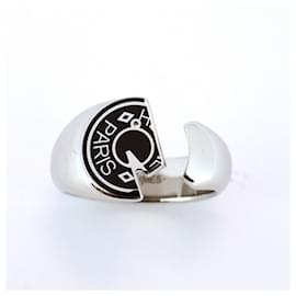 Hermès-Hermes Ring Carrousel Metal Silver Black-Black,Silvery