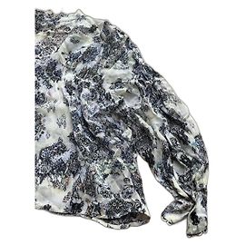Iro Bluse aus Viskose Blau Grau Blau Grau