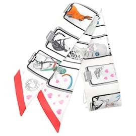 Hermès-Hermes Twilly STORY Scarf-White,Multiple colors