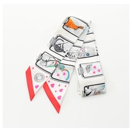 Hermès-Hermes Twilly STORY Scarf-White,Multiple colors