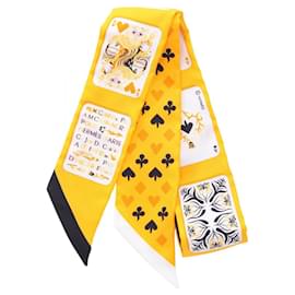 Hermès-Hermes Twilly JEU DR CARTES Silk Scarf-Multiple colors,Orange