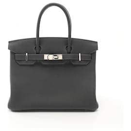 Hermès-Hermes Birkin 30 Handbag in Gray Togo Leather-Brown