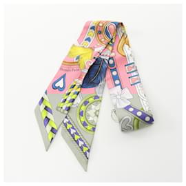 Hermès-Hermes Twilly Harnais de Coeur Silk Scarf-Pink,Multiple colors