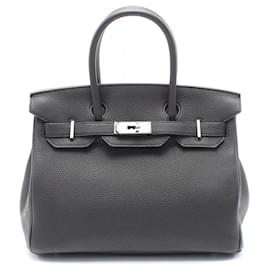 Hermès-Hermes Birkin 30 Handbag in Black Togo Leather-Black