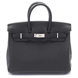 Hermès-Hermes Birkin 25 Handbag in Black Togo Leather-Black