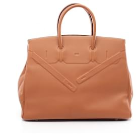 Hermès-Hermes Shadow Birkin 35 Handbag-Brown,Golden